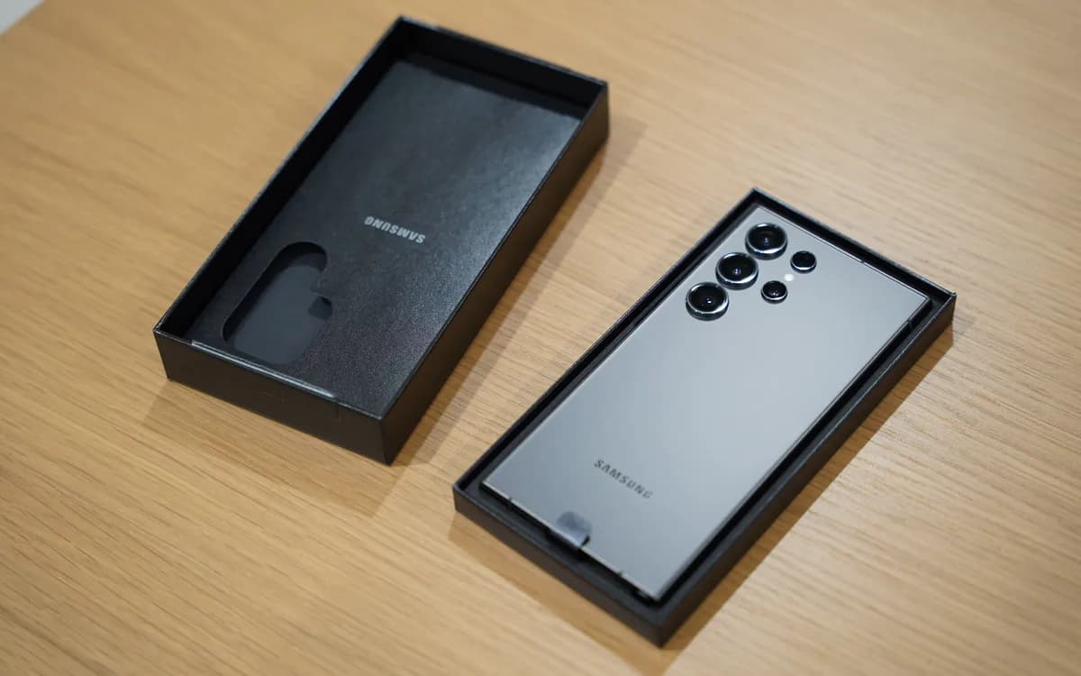 Samsung Galaxy S24 Ultra qutusu ilə, arxa tərəf