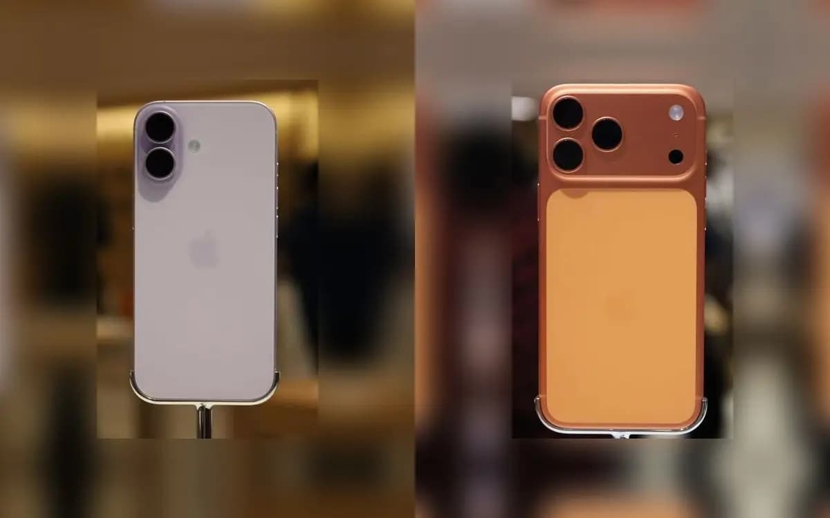 iPhone 17 (lavanda) və iPhone 17 Pro Max (narıncı), arxa tərəf